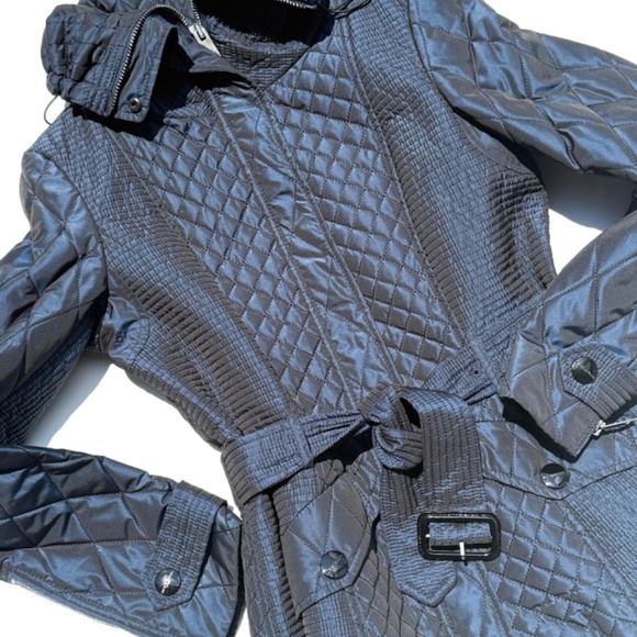 Authentic Burberry London Navy Blue Collared Quilted Jacket 42 8 - Picture 3 of 9